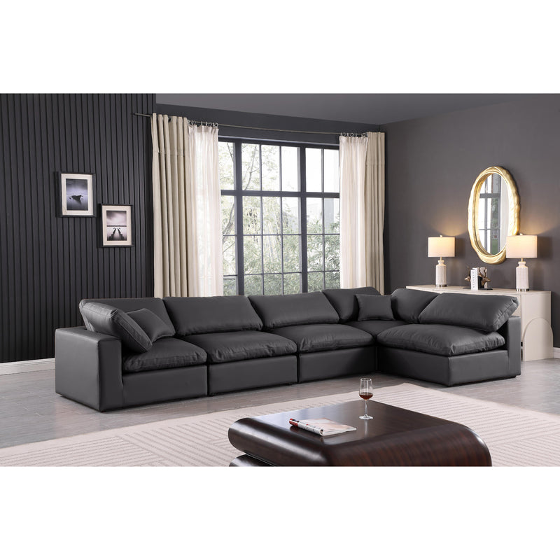 Meridian Comfy Black Vegan Leather Modular Sectional IMAGE 3