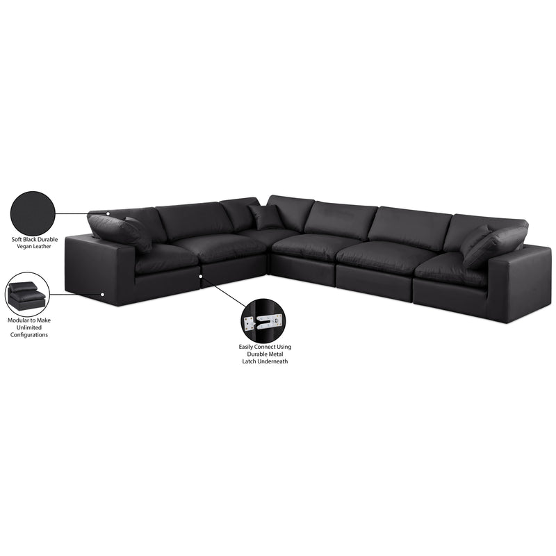 Meridian Comfy Black Vegan Leather Modular Sectional IMAGE 11