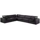 Meridian Comfy Black Vegan Leather Modular Sectional IMAGE 1