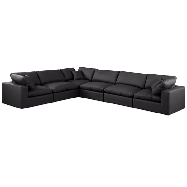 Meridian Comfy Black Vegan Leather Modular Sectional IMAGE 1