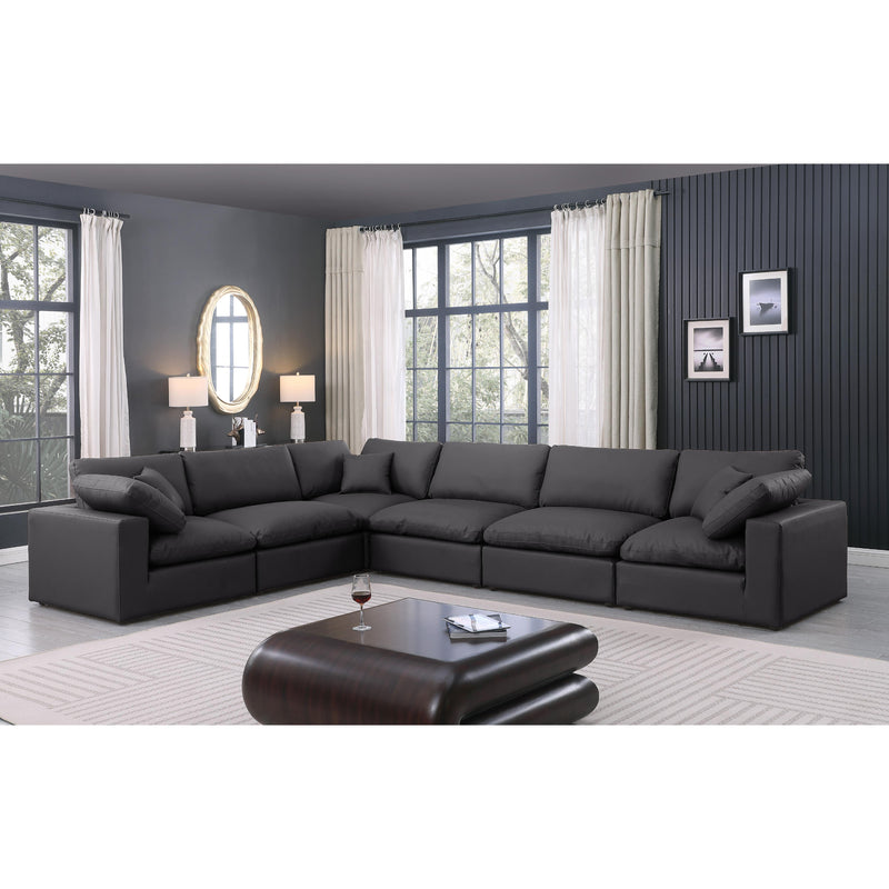 Meridian Comfy Black Vegan Leather Modular Sectional IMAGE 2