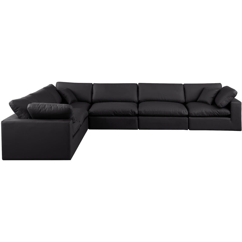 Meridian Comfy Black Vegan Leather Modular Sectional IMAGE 4