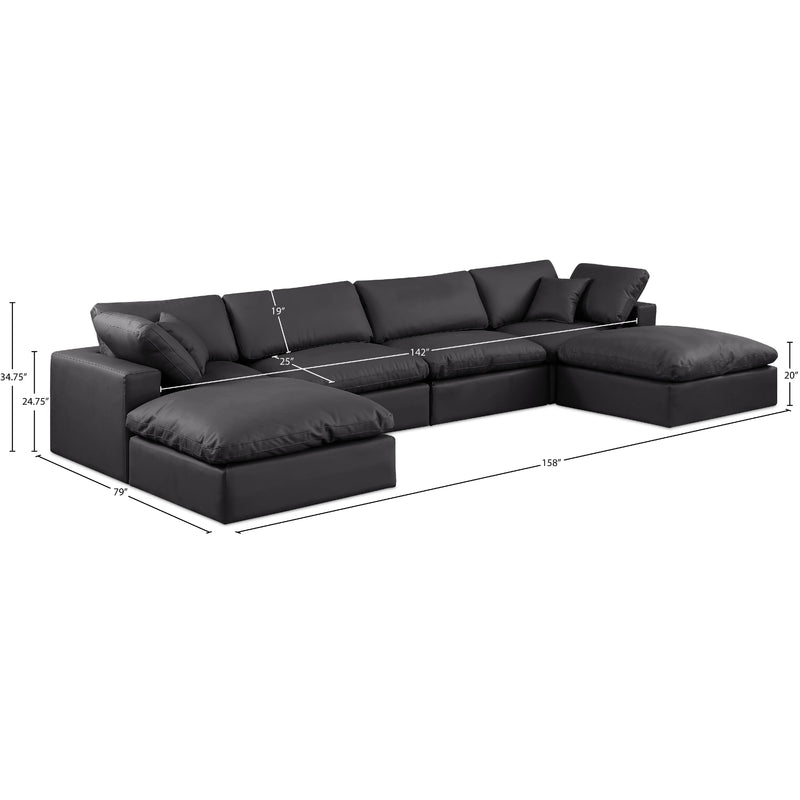 Meridian Comfy Black Vegan Leather Modular Sectional IMAGE 10