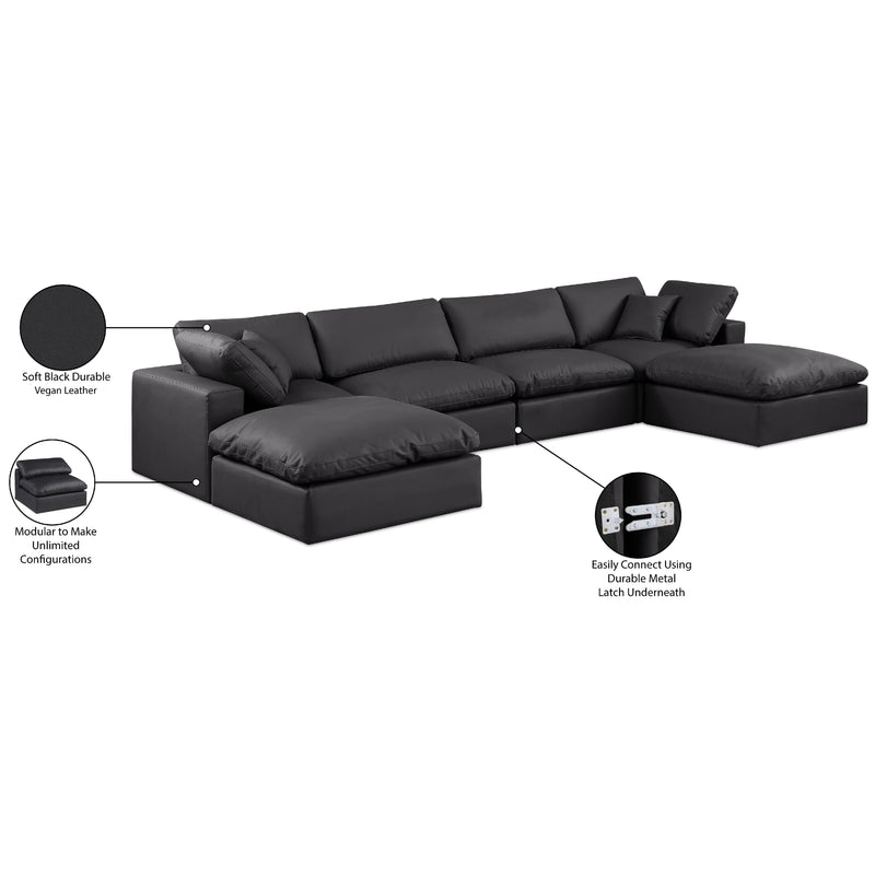 Meridian Comfy Black Vegan Leather Modular Sectional IMAGE 11