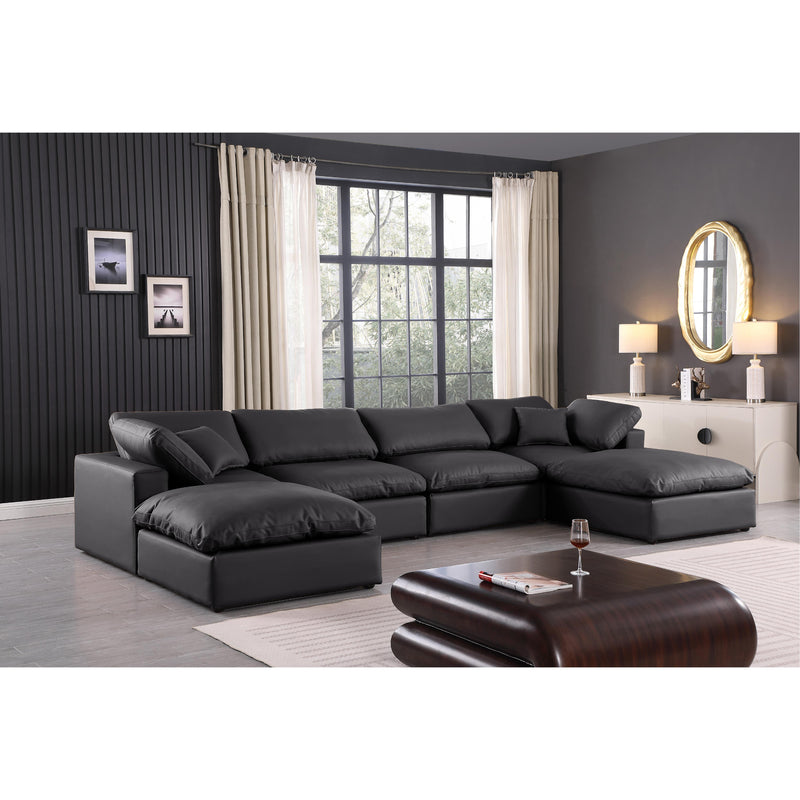 Meridian Comfy Black Vegan Leather Modular Sectional IMAGE 2