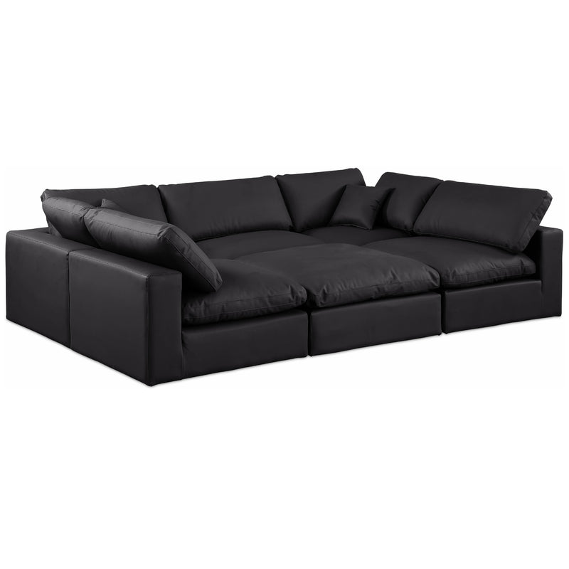 Meridian Comfy Black Vegan Leather Modular Sectional IMAGE 1