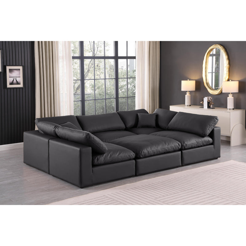 Meridian Comfy Black Vegan Leather Modular Sectional IMAGE 2