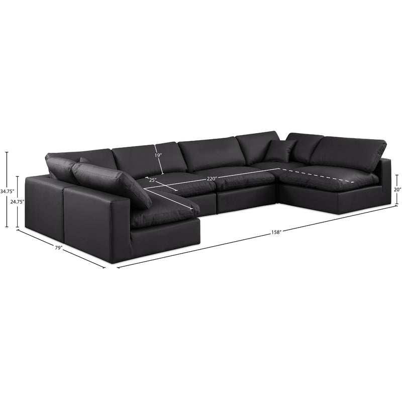 Meridian Comfy Black Vegan Leather Modular Sectional IMAGE 10