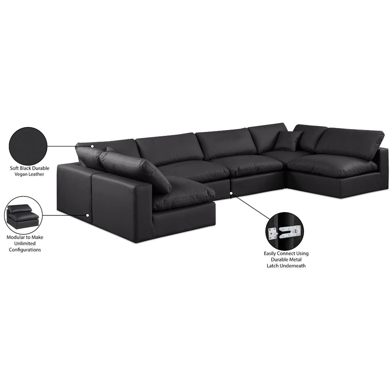 Meridian Comfy Black Vegan Leather Modular Sectional IMAGE 11