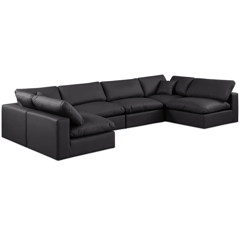 Meridian Comfy Black Vegan Leather Modular Sectional IMAGE 1