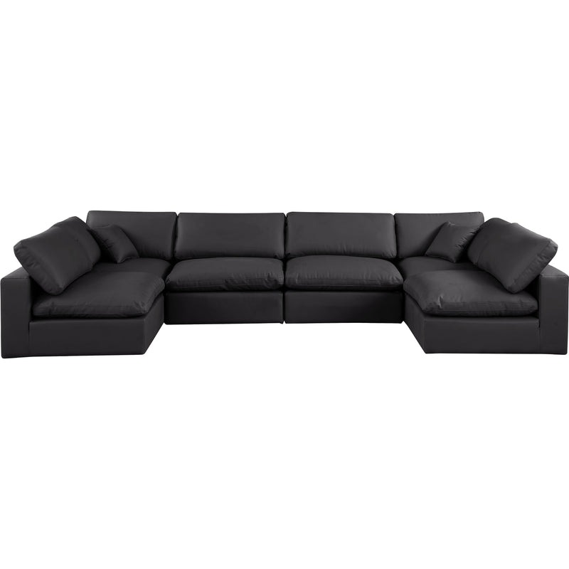 Meridian Comfy Black Vegan Leather Modular Sectional IMAGE 4