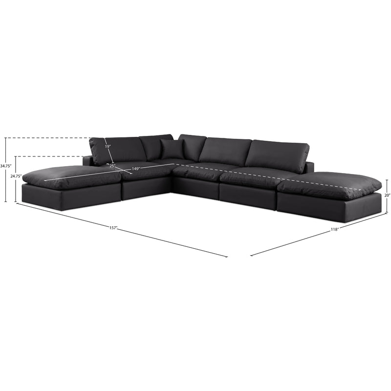 Meridian Comfy Black Vegan Leather Modular Sectional IMAGE 10