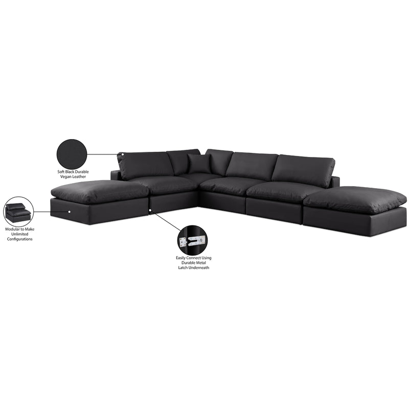 Meridian Comfy Black Vegan Leather Modular Sectional IMAGE 11
