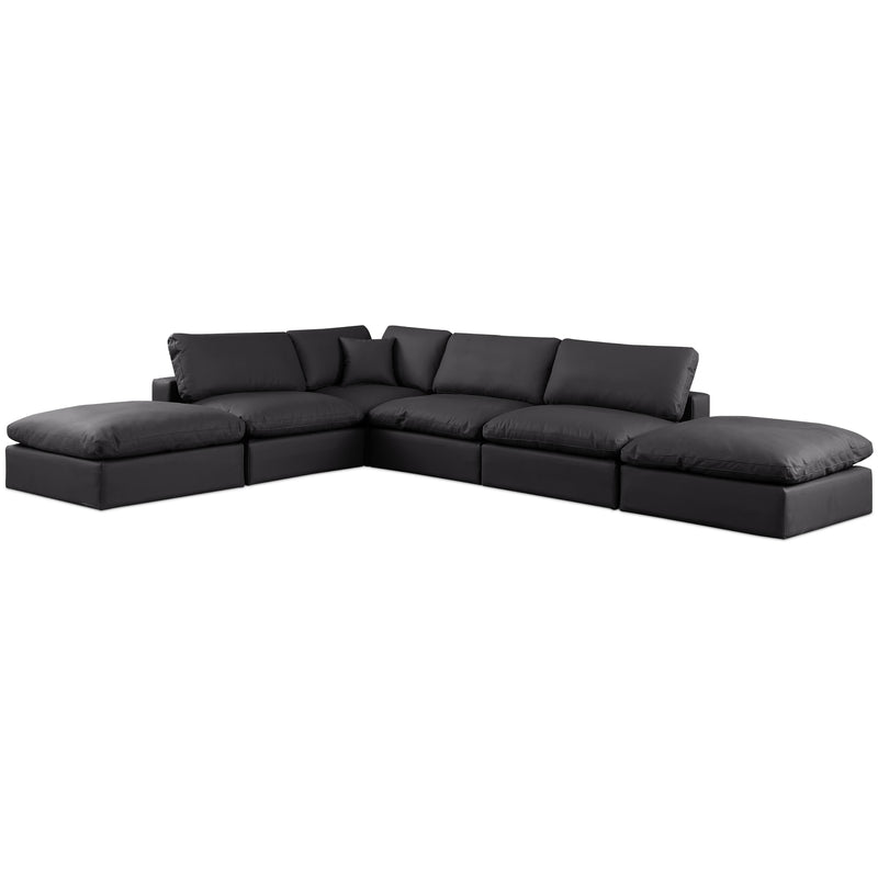 Meridian Comfy Black Vegan Leather Modular Sectional IMAGE 1