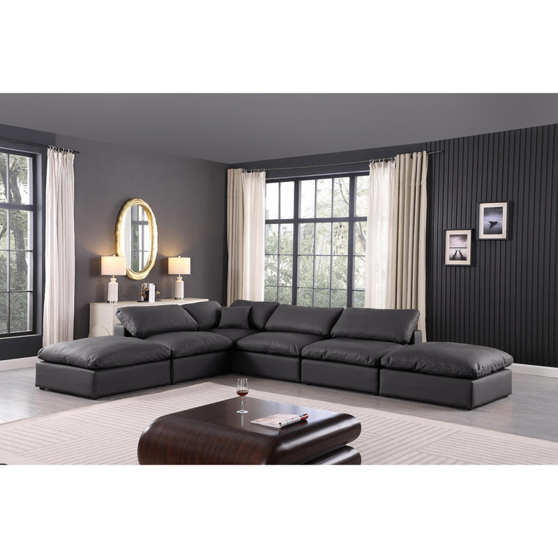 Meridian Comfy Black Vegan Leather Modular Sectional IMAGE 2