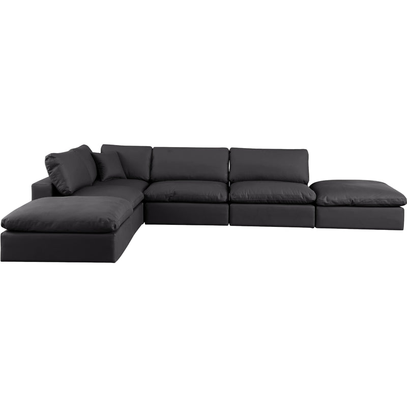 Meridian Comfy Black Vegan Leather Modular Sectional IMAGE 4