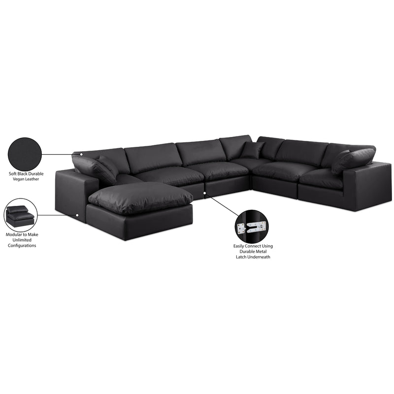 Meridian Comfy Black Vegan Leather Modular Sectional IMAGE 11