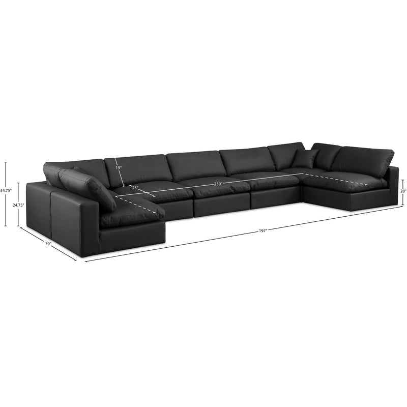 Meridian Comfy Black Vegan Leather Modular Sectional IMAGE 10