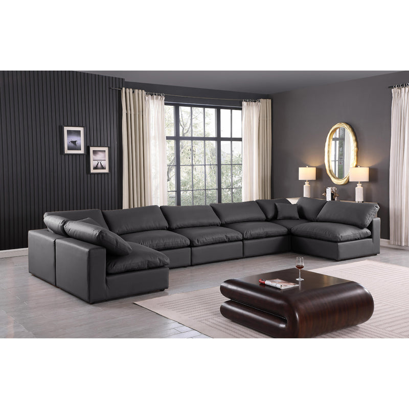 Meridian Comfy Black Vegan Leather Modular Sectional IMAGE 2