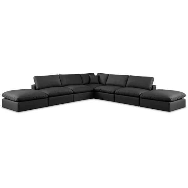 Meridian Comfy Black Vegan Leather Modular Sectional IMAGE 1