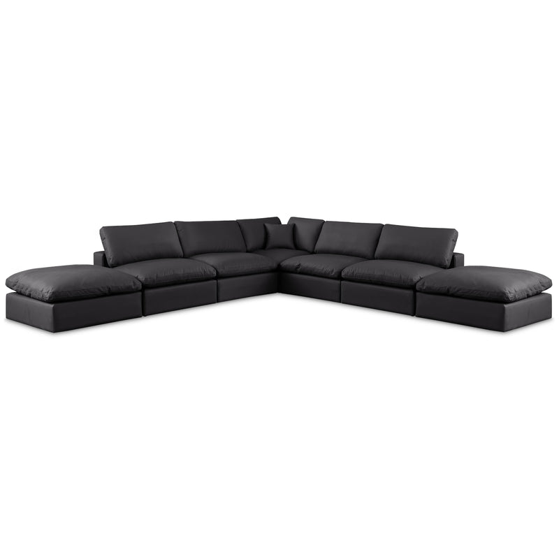 Meridian Comfy Black Vegan Leather Modular Sectional IMAGE 1