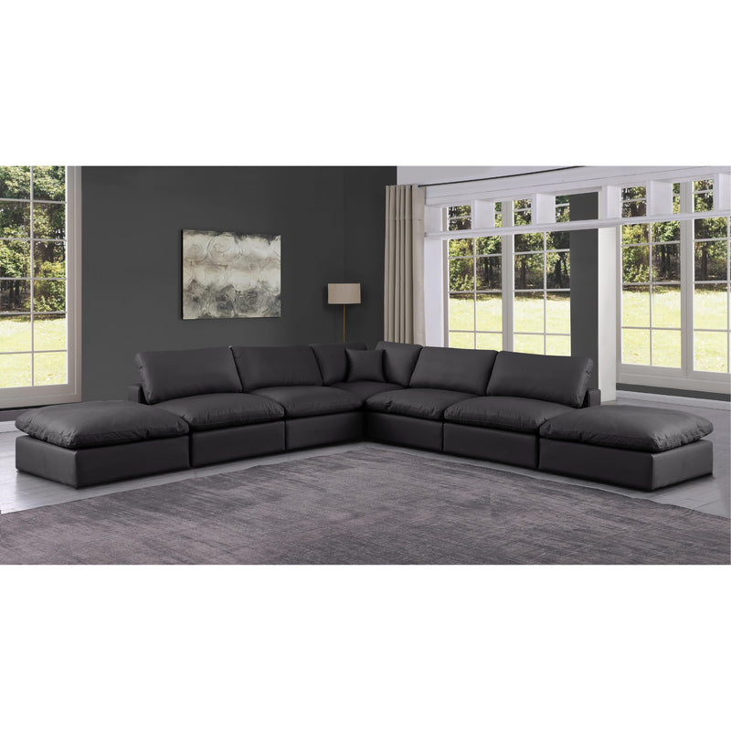 Meridian Comfy Black Vegan Leather Modular Sectional IMAGE 2