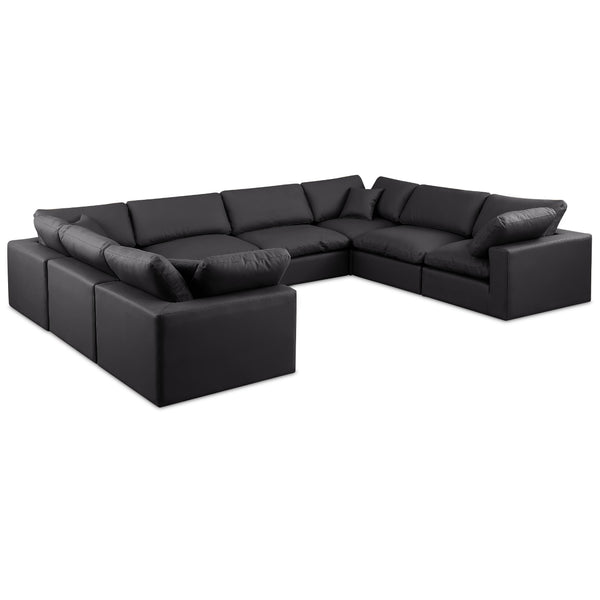 Meridian Comfy Black Vegan Leather Modular Sectional IMAGE 1