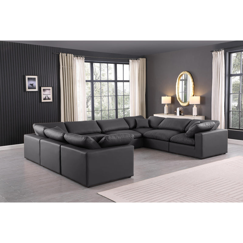 Meridian Comfy Black Vegan Leather Modular Sectional IMAGE 2