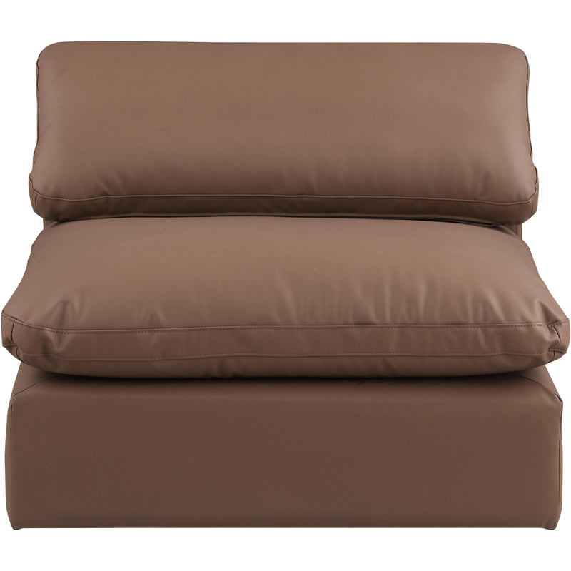Meridian Comfy Brown Vegan Leather Modular Armless Chair IMAGE 4