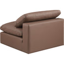 Meridian Comfy Brown Vegan Leather Modular Armless Chair IMAGE 5