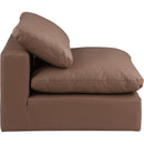 Meridian Comfy Brown Vegan Leather Modular Armless Chair IMAGE 6