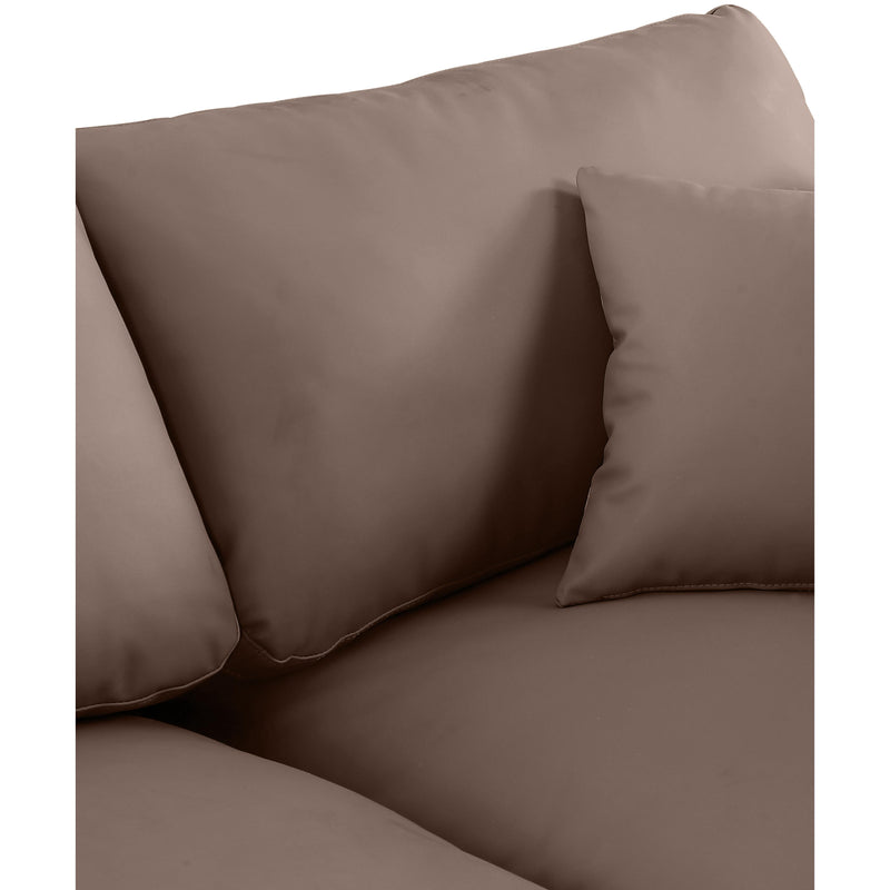 Meridian Comfy Brown Vegan Leather Modular Armless Chair IMAGE 8