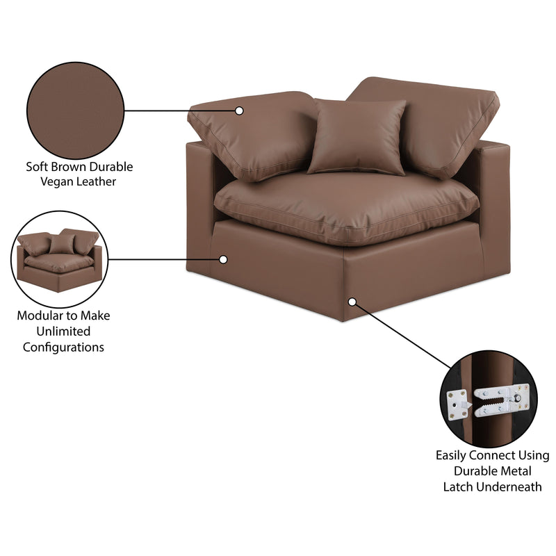 Meridian Comfy Brown Vegan Leather Modular Corner Chair IMAGE 12
