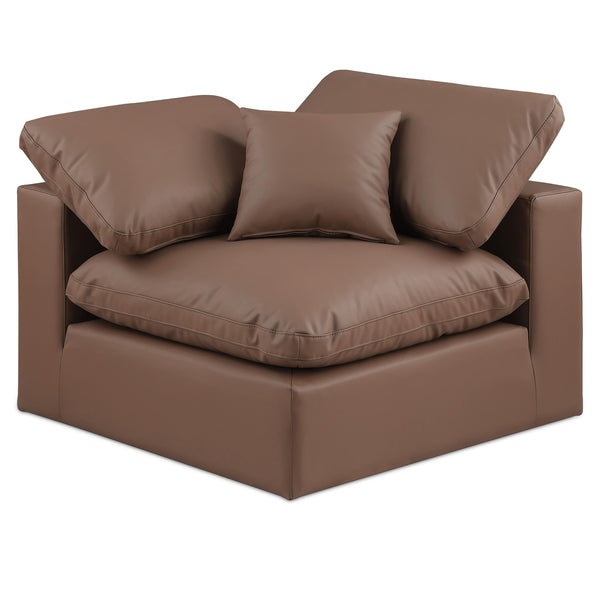 Meridian Comfy Brown Vegan Leather Modular Corner Chair IMAGE 1