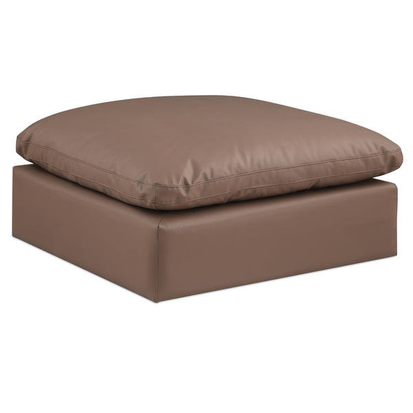 Meridian Comfy Brown Vegan Leather Modular Ottoman IMAGE 1