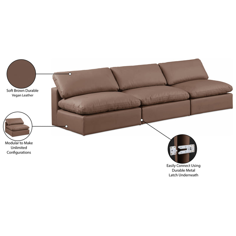 Meridian Comfy Brown Vegan Leather Modular Sofa IMAGE 10