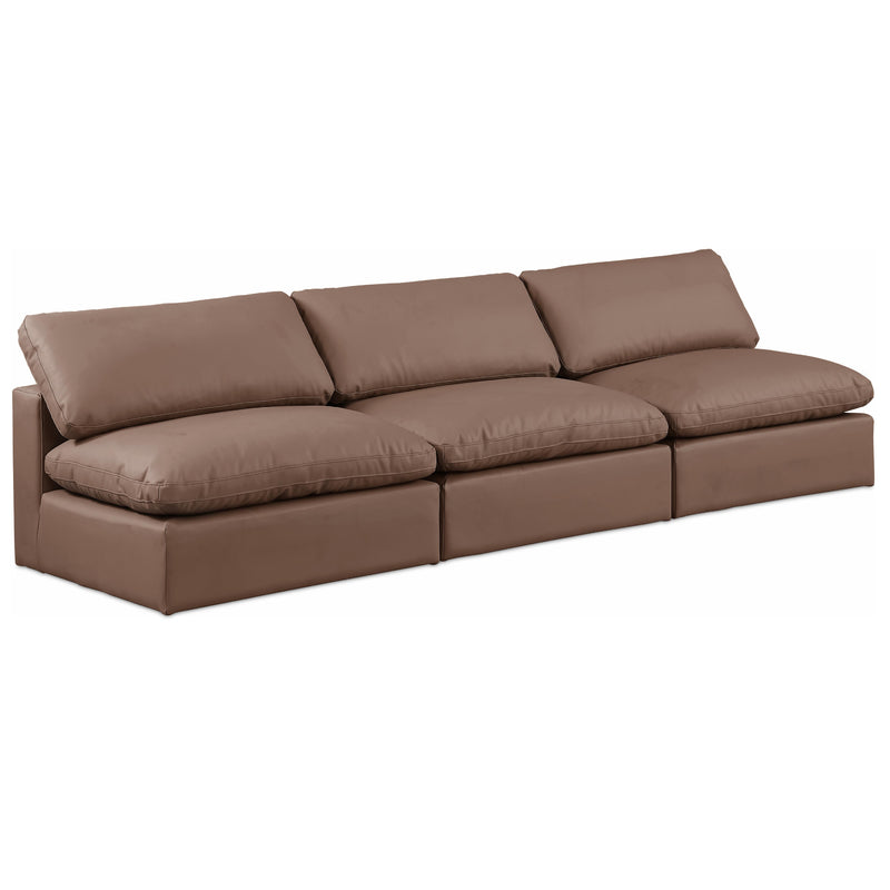 Meridian Comfy Brown Vegan Leather Modular Sofa IMAGE 1
