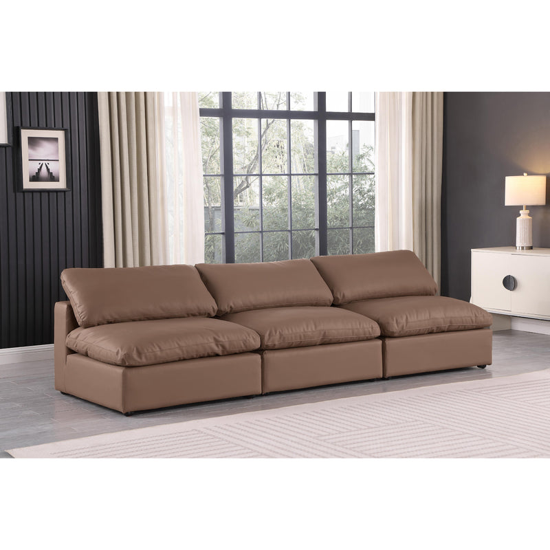 Meridian Comfy Brown Vegan Leather Modular Sofa IMAGE 2