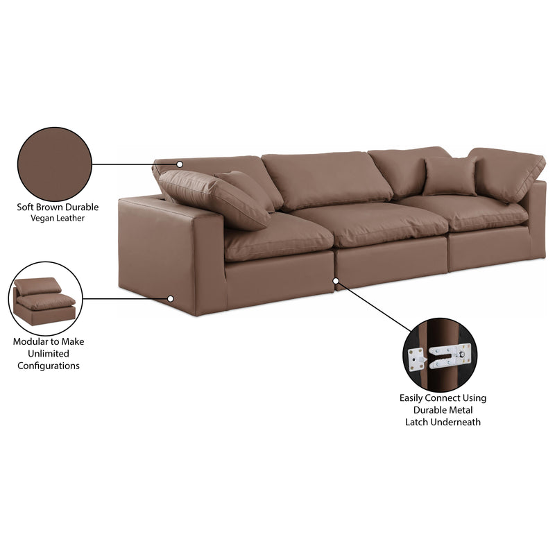 Meridian Comfy Brown Vegan Leather Modular Sofa IMAGE 10