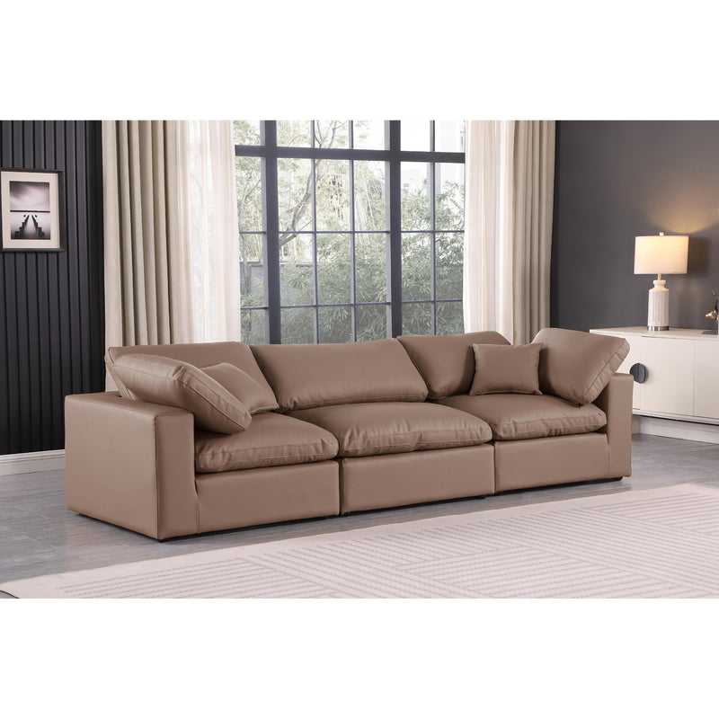 Meridian Comfy Brown Vegan Leather Modular Sofa IMAGE 2
