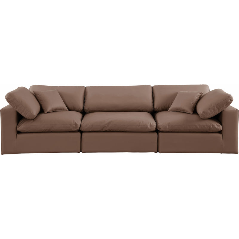 Meridian Comfy Brown Vegan Leather Modular Sofa IMAGE 4