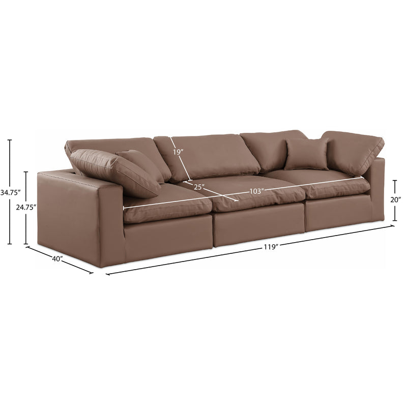 Meridian Comfy Brown Vegan Leather Modular Sofa IMAGE 9