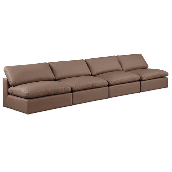 Meridian Comfy Brown Vegan Leather Modular Sofa IMAGE 1
