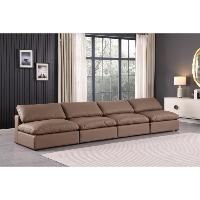 Meridian Comfy Brown Vegan Leather Modular Sofa IMAGE 2