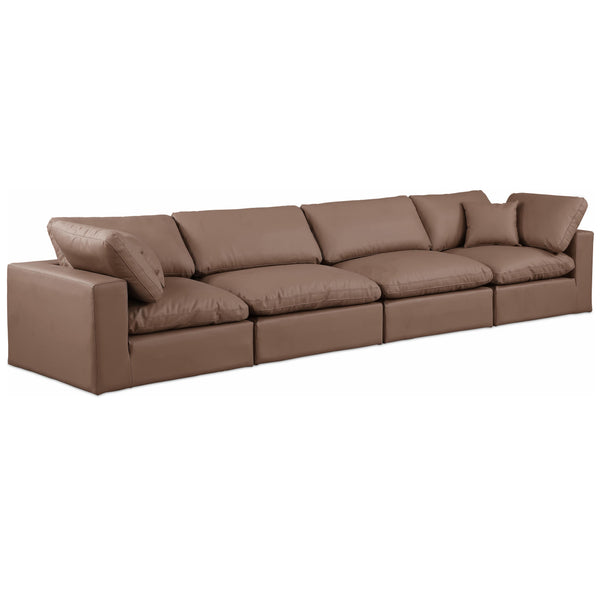 Meridian Comfy Brown Vegan Leather Modular Sofa IMAGE 1