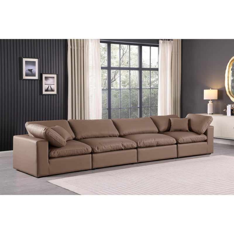 Meridian Comfy Brown Vegan Leather Modular Sofa IMAGE 2