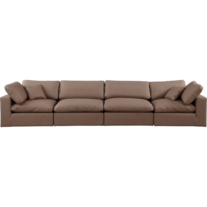 Meridian Comfy Brown Vegan Leather Modular Sofa IMAGE 4