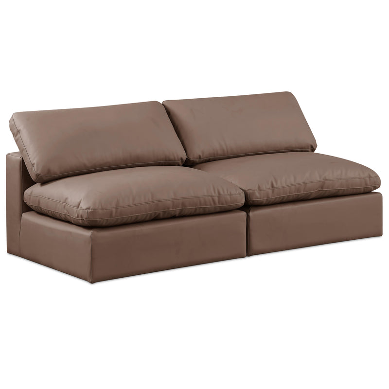 Meridian Comfy Brown Vegan Leather Modular Sofa IMAGE 1
