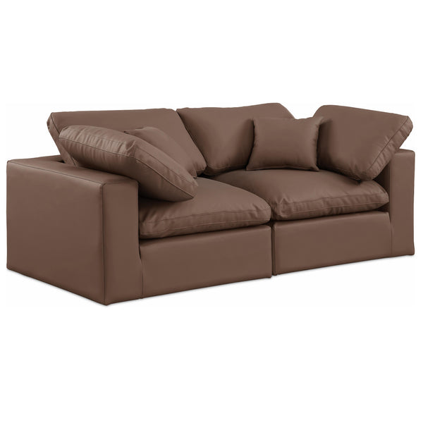 Meridian Comfy Brown Vegan Leather Modular Sofa IMAGE 1