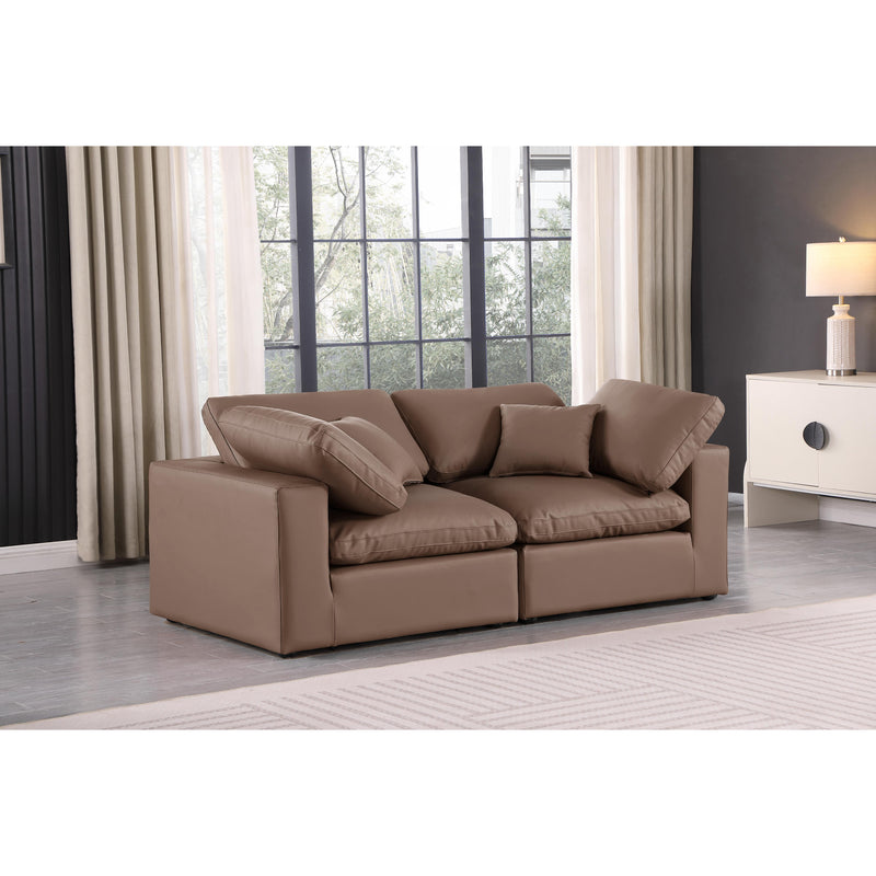 Meridian Comfy Brown Vegan Leather Modular Sofa IMAGE 2